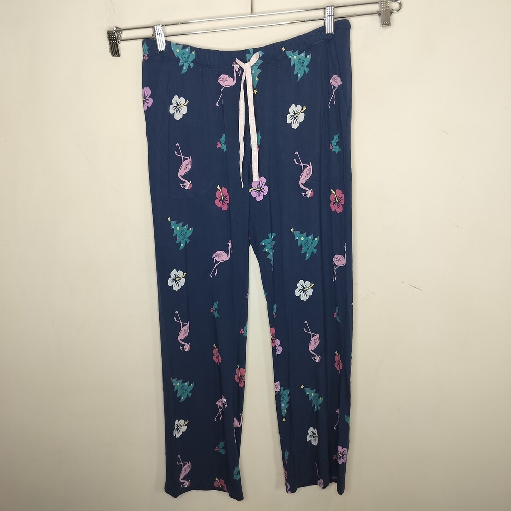Life is Good Pajama Pants Floral Tropical Holiday‎ Flamingo Print